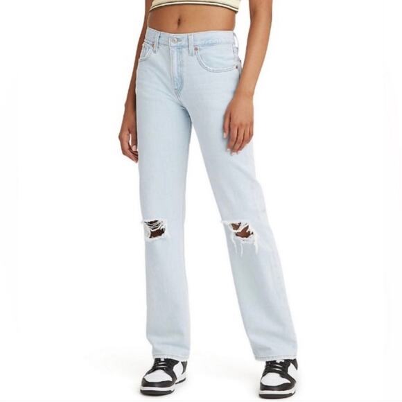 Levi’s low pro straight jeans light wash distressed Sz 32 - Picture 1 of 8